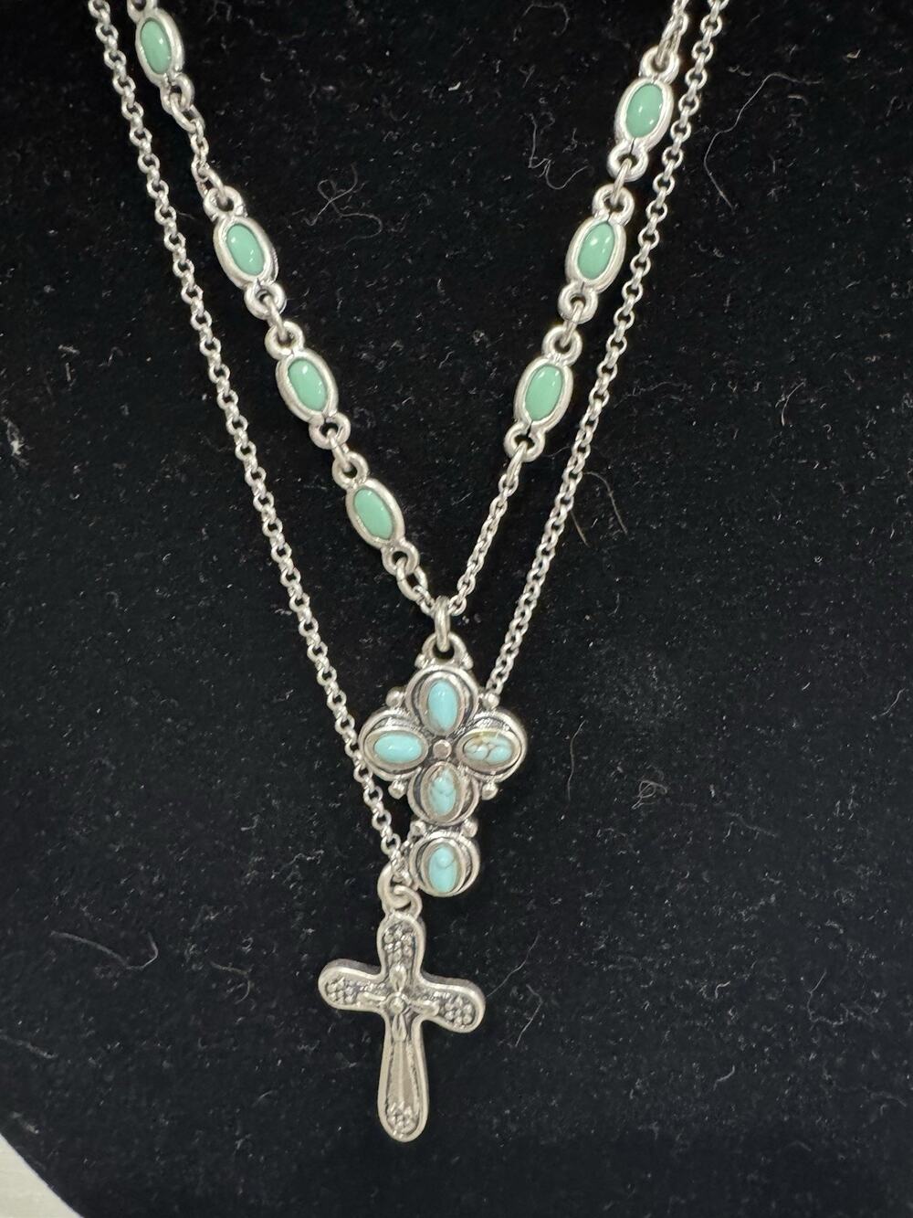 Lot of 2 Vintage Lucky Brand Southwestern Necklaces Crosses Western Boho